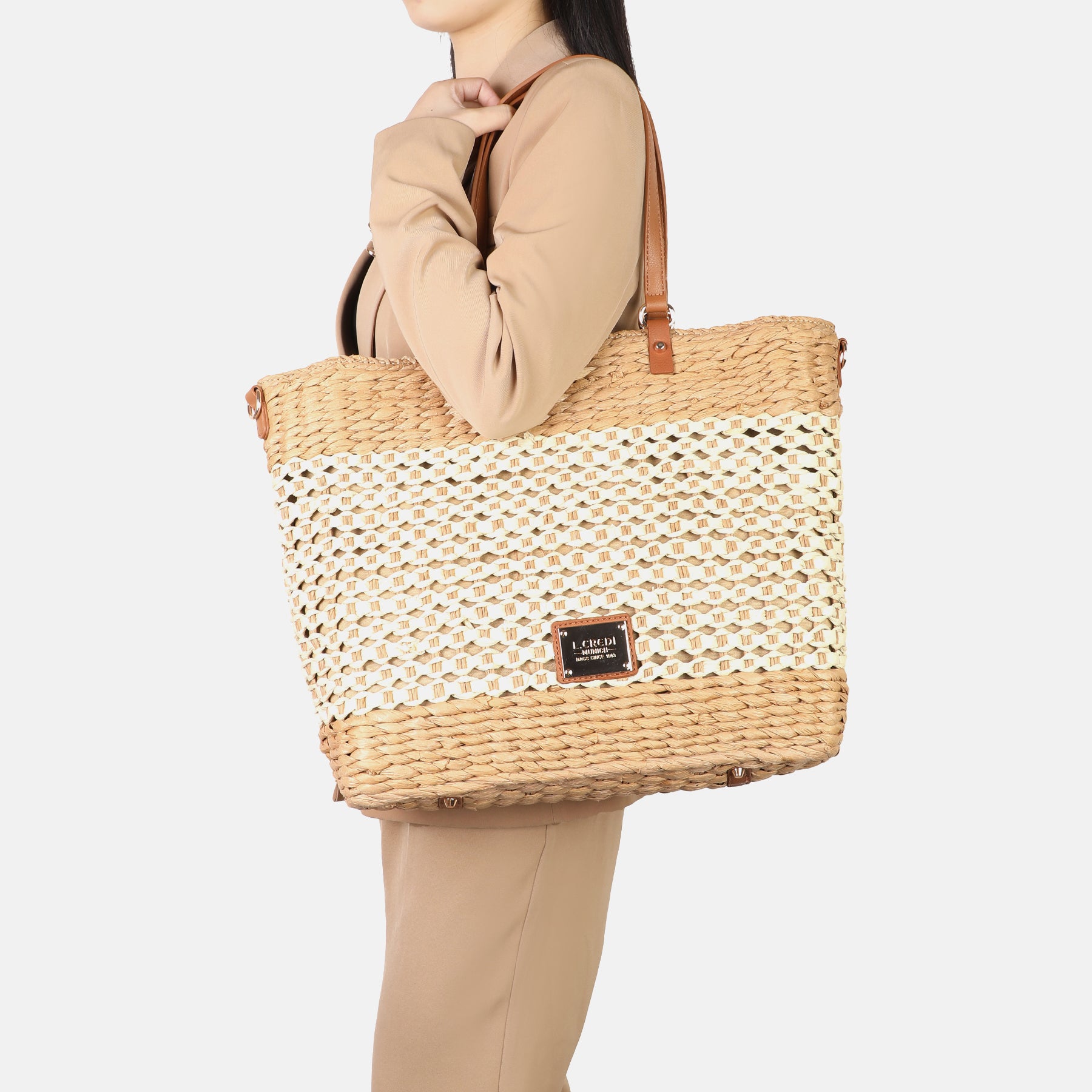Shopper T-Beige / Weiss T-Romina Serie