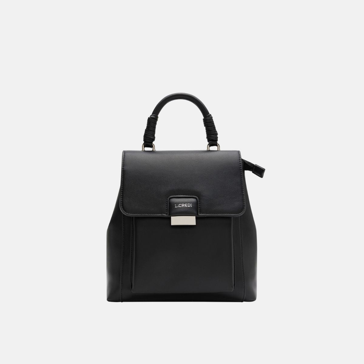 L credi black leather backpack online