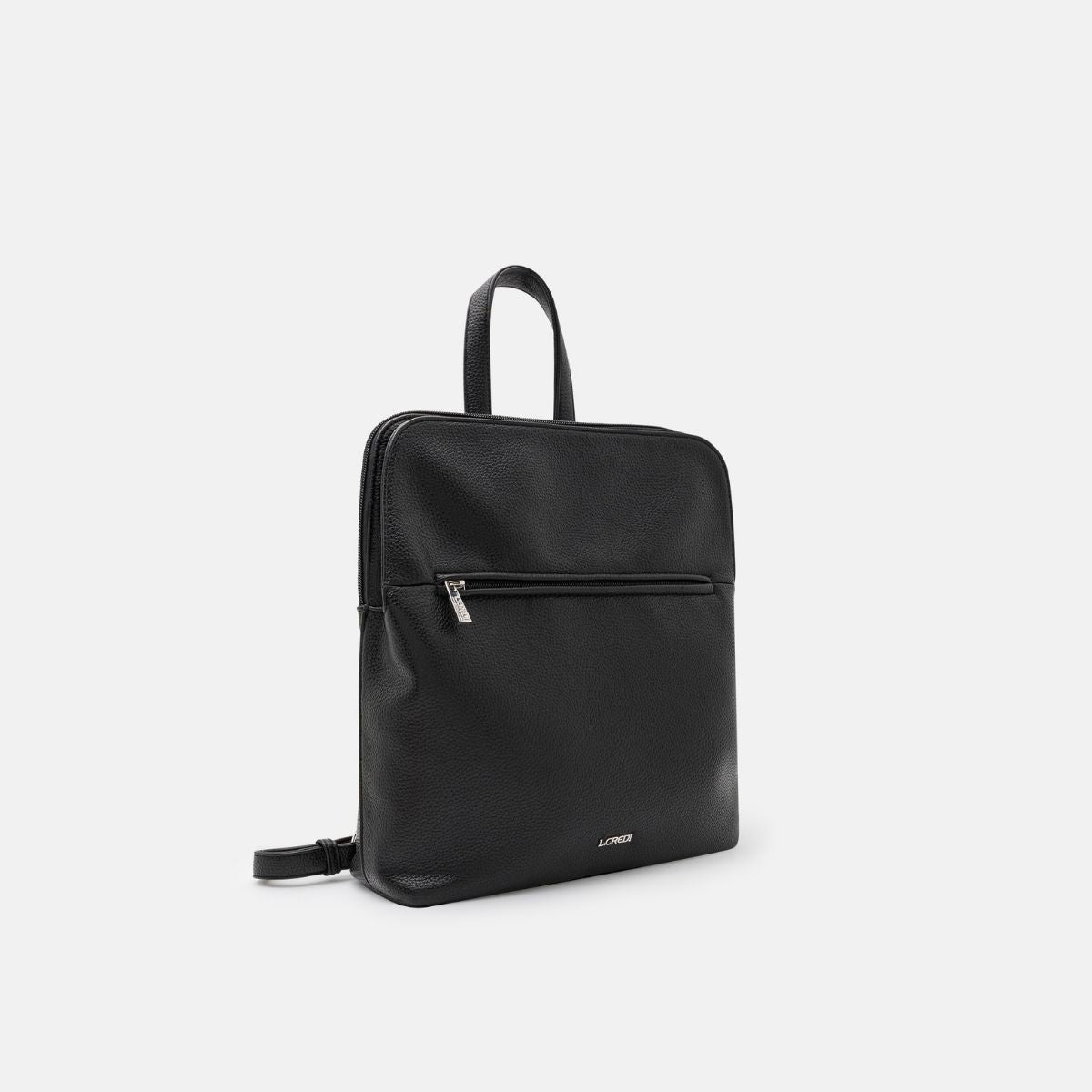 L credi black leather backpack hotsell