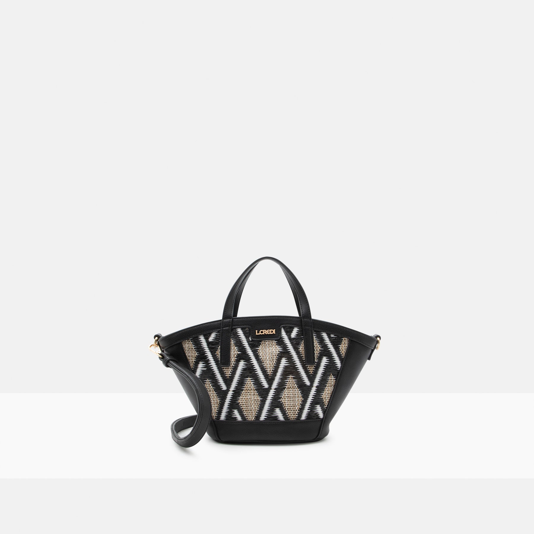 Henkeltasche schwarz/ beige Regina Serie - L.Credi Munich