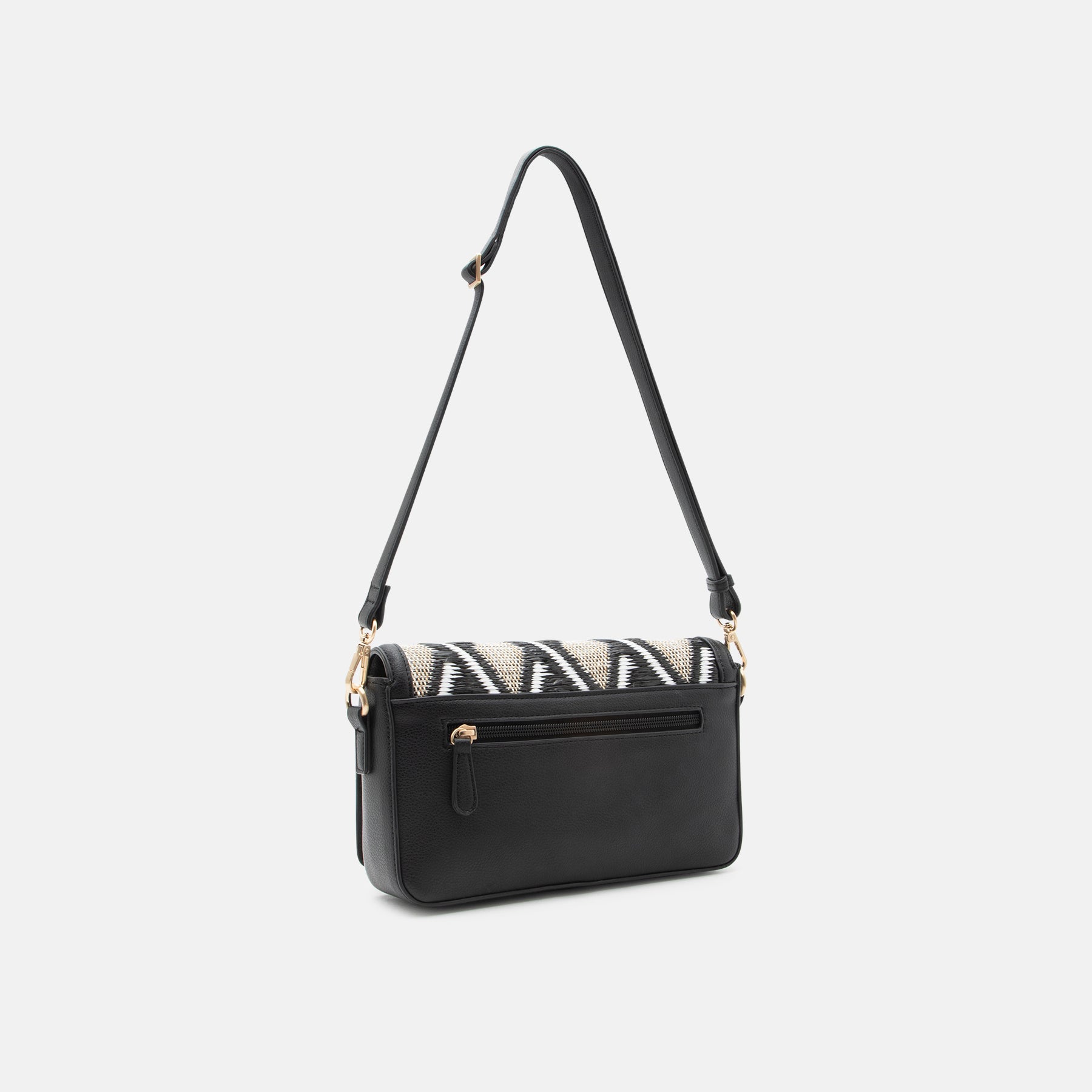 Umhängetasche schwarz/ beige Regina Serie - L.Credi Munich