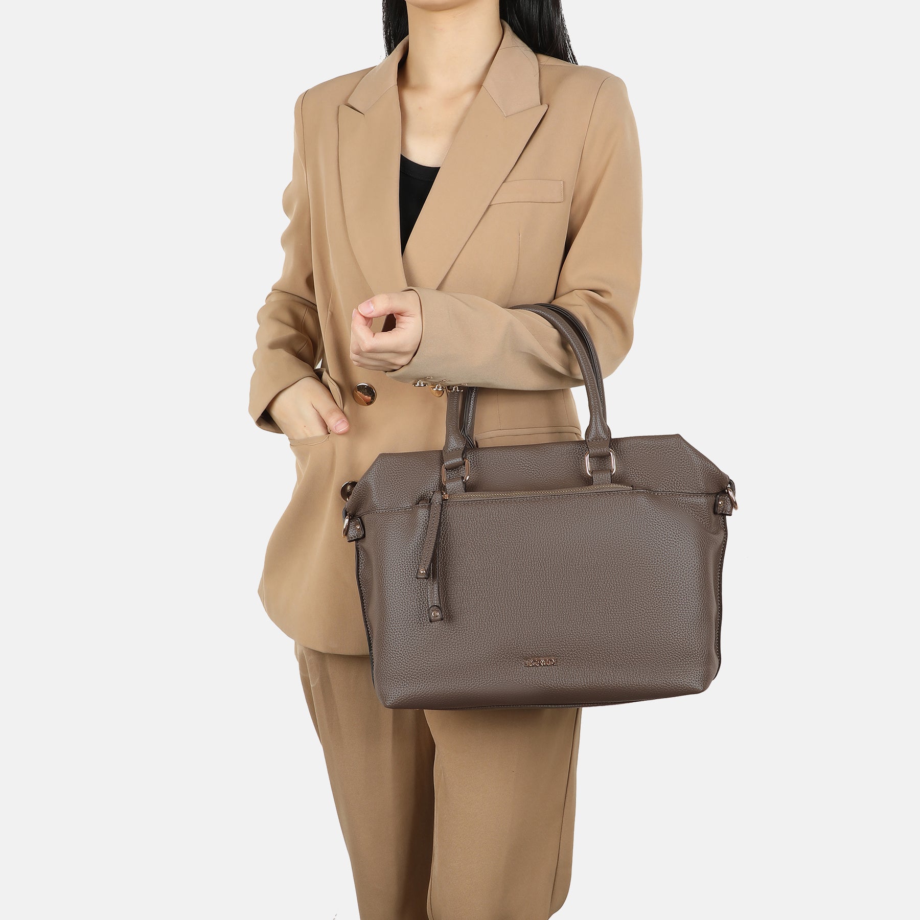 Henkeltasche T-Dark Taupe Priscilla Serie